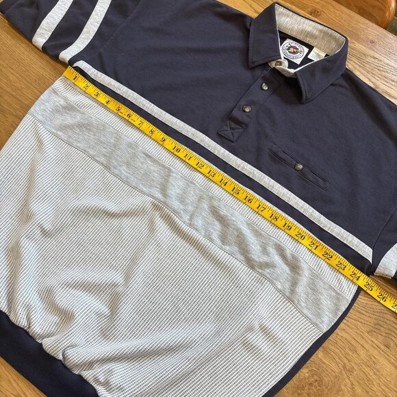 80's Vintage Polo Knit Pullover Shirt Mens XLT Navy Grandpacore Indie Sleeze - Picture 5 of 8